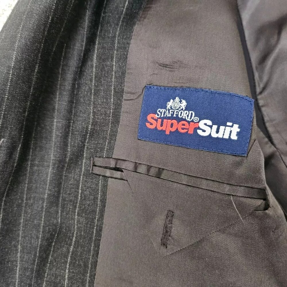 Stafford Super Suit Men Blazer Sport Coat Three Button Jacker Size 42Short - Picture 8 of 9